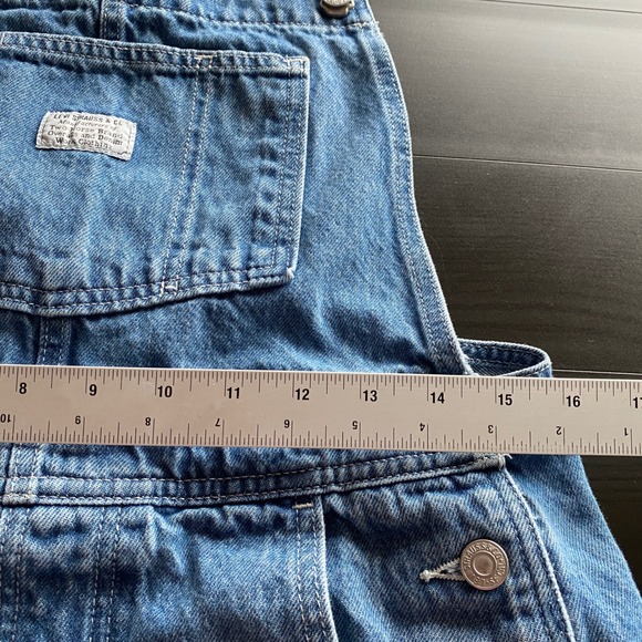 Levis Overalls Womens Small Baggy Denim Shortalls Overalls Distressed Blue boho - Picture 5 of 10
